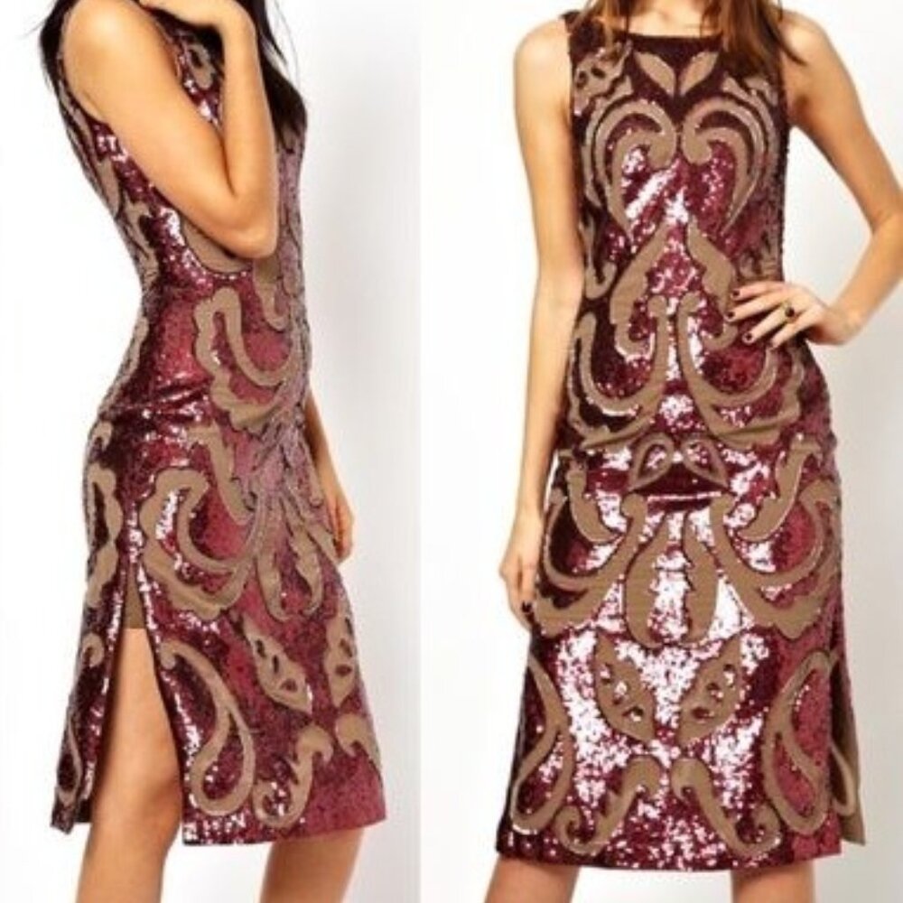 Needle & Thread Sequin Dress in Pink and Tan, Size 6 - Picture 11 of 16